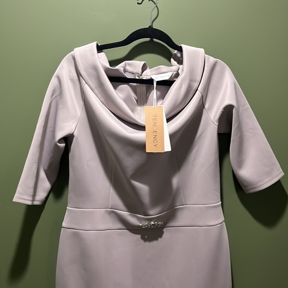 SALE! NWT Gray large dress midi length rolled neck back zipper by Tendency - Picture 3 of 16